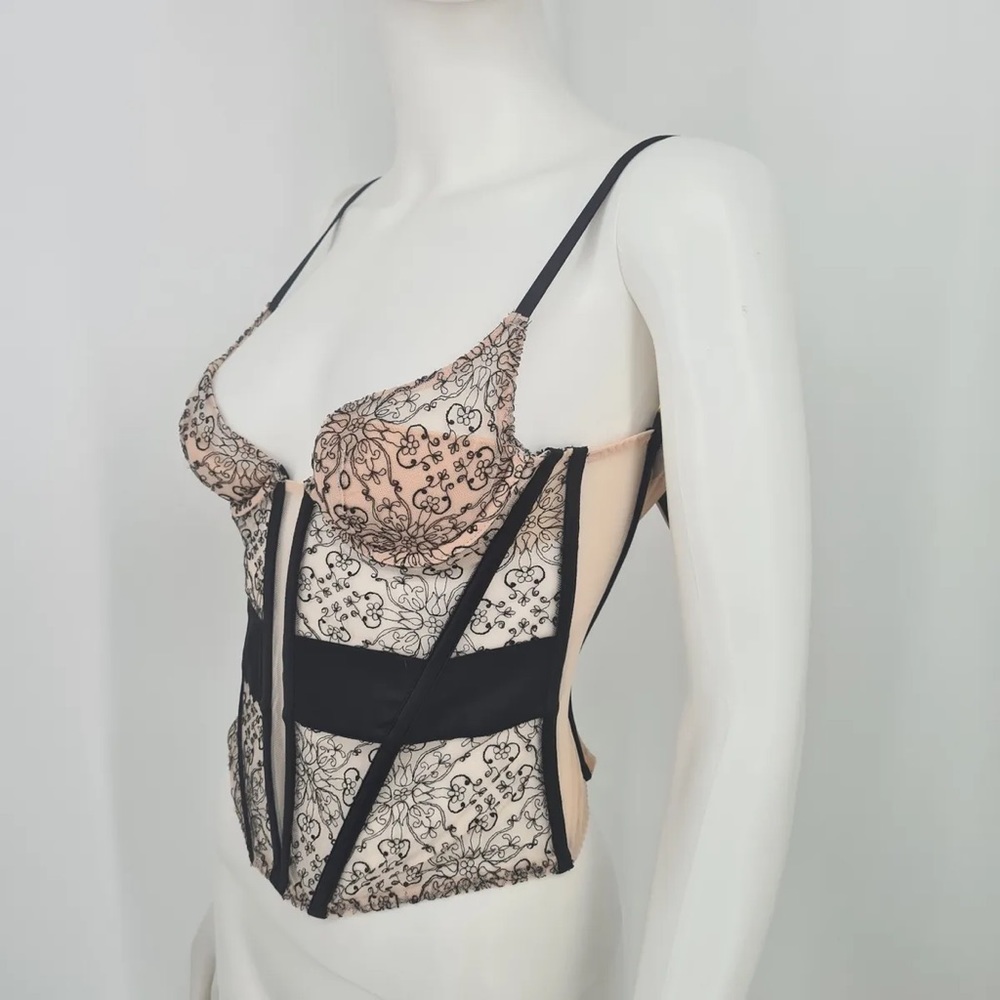 Never worn Victoria's Secret 34C Black Lace Lingerie Bustier Corset Zip Front